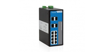 IES3012G-4GS:  Switch công nghiệp hỗ trợ 4 cổng Quang tốc độ 1000Base-SFP và 8 cổng Ethernet tốc độ 10/100/1000Base-T(X) (RJ45)