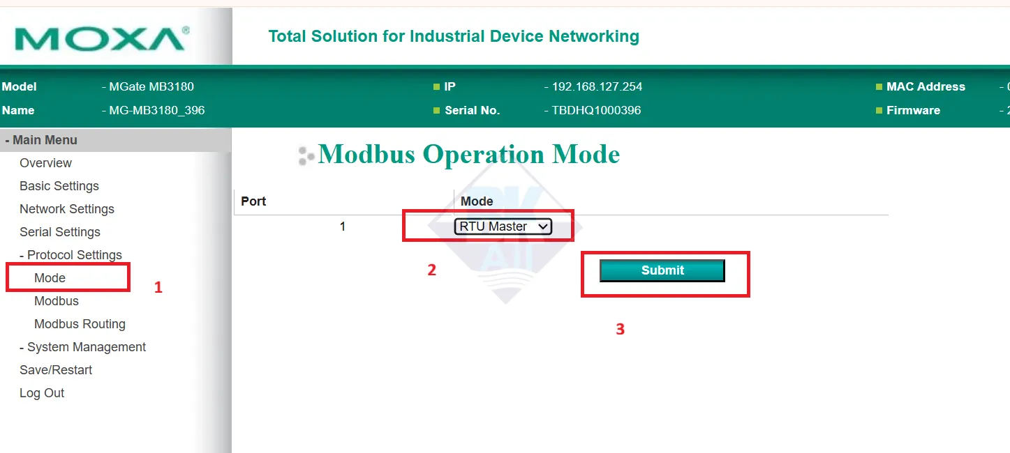 Cấu hình Modbus RTU Master trên gateway MGate MB3180