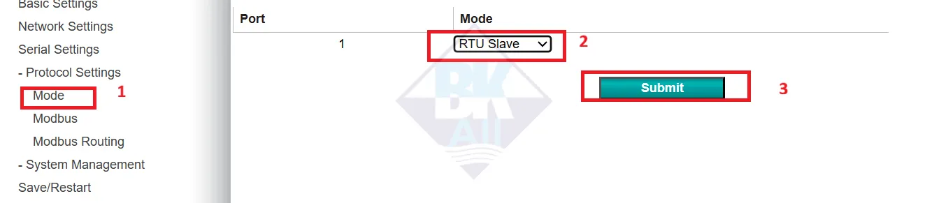 Cấu hình chế độ Modbus RTU Slave trên MGate MB3180