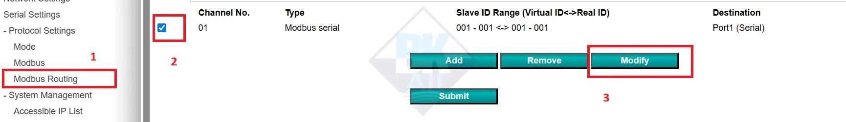 Cấu hình Modbus ID trên gateway MB3180
