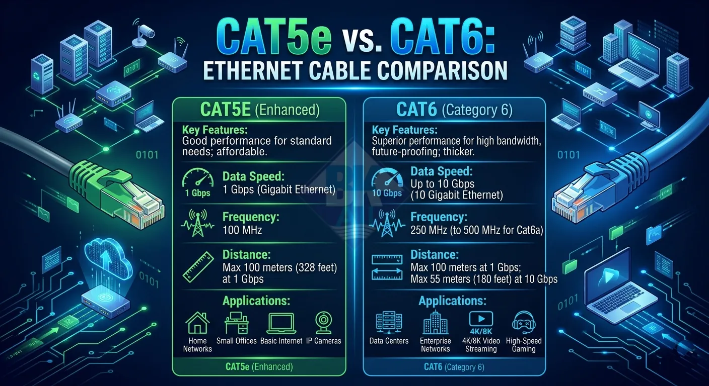 su khac biet giua day cap mang cat5e va cat6