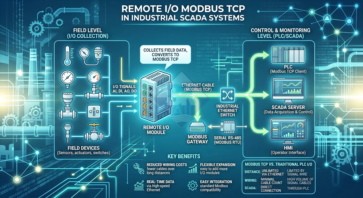 Ứng dụng Remote I/O Modbus TCP trong hệ thống SCADA công nghiệp